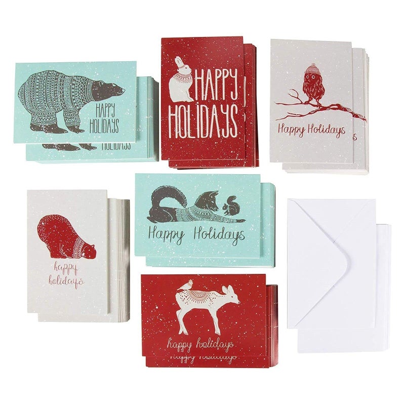 Sustainable Greetings Blank Note Cards with Envelopes - Assorted Animal Designs for Sending Holiday Wishes - 4 x 6 in, Pack of 144 - Image 1